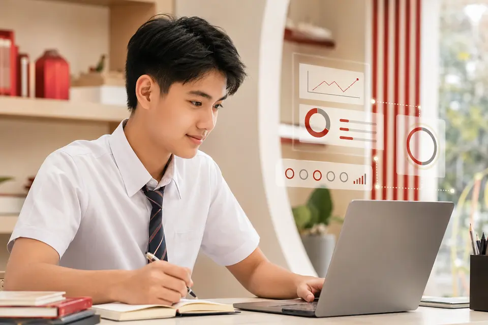 Student using digital learning tools